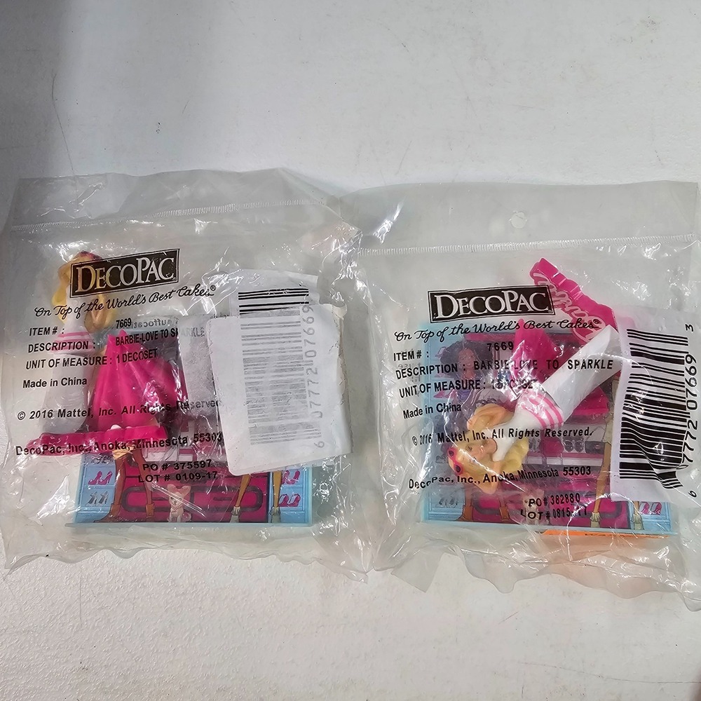 DecoPac Barbie Love to Sparkle Cake Toppers Mattel 2 packs NEW